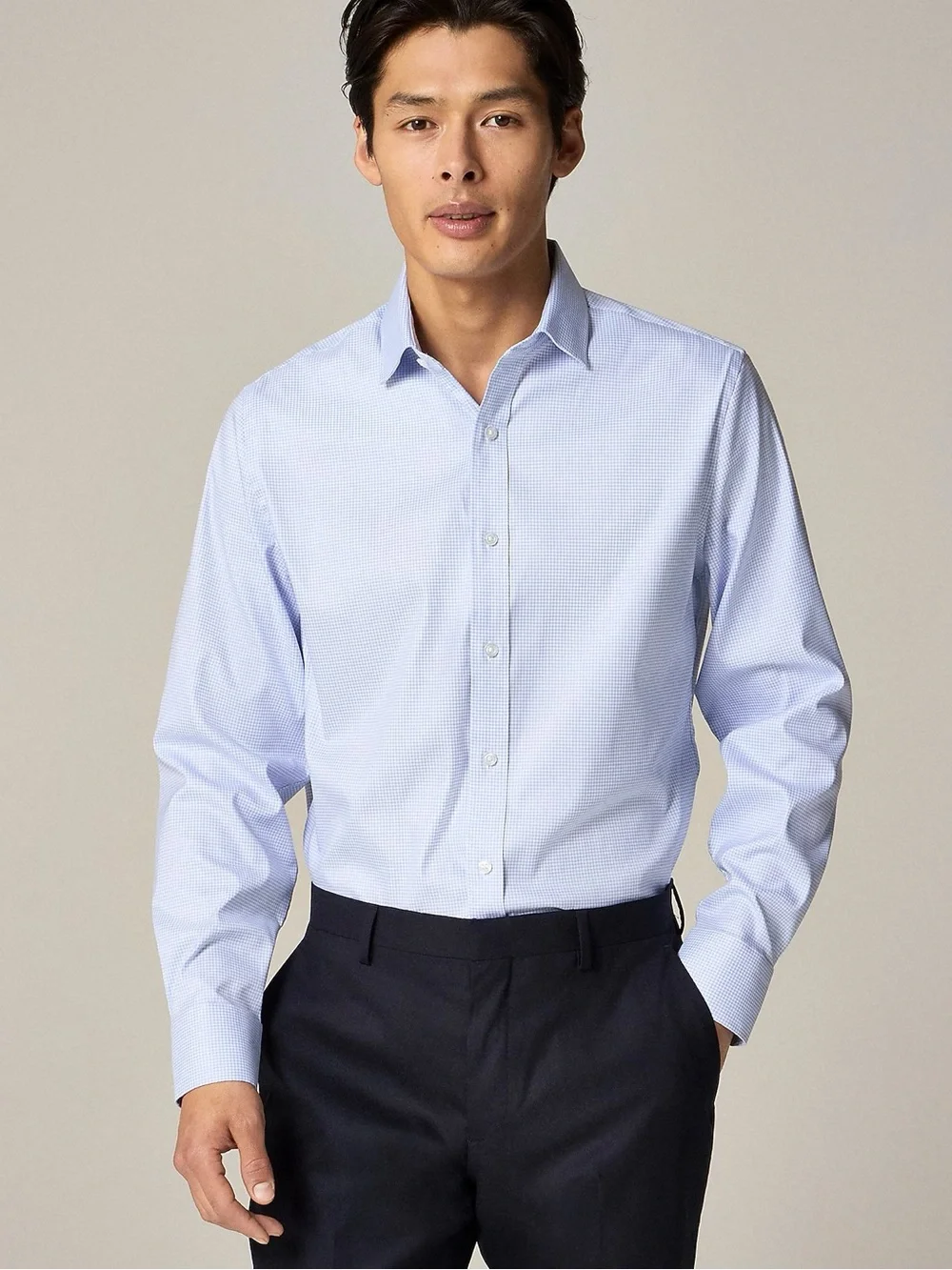J. CREW Bowery Slim Performance Stretch Dress Shirt in Blue Check Size M CA351